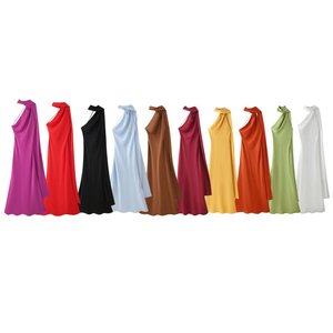 Hot-Selling Trade European American Women's Fashion Elegant Mature Backless Ribbon <strong>Halter</strong> <strong>Satin</strong> Knee-Length Plus Lady - Product Image 5