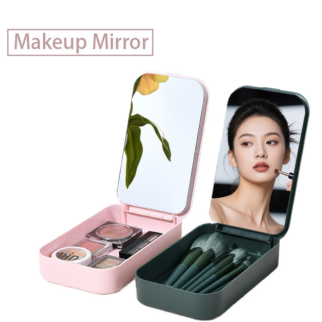 New Design Fashion Portable Travel Makeup Case with Mirror Smart Home Mirror Makeup Storage Box Cosmetic Mirror