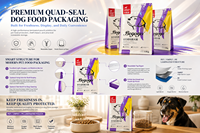 Sachets personnalisés métallisés PET/VMPET/PE à 8 soudures latérales, de qualité alimentaire, étanches, pour aliments pour chiens et chats, avec échantillon gratuit