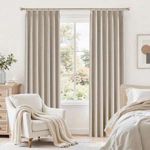 Rideaux occultants thermiques plissés modernes personnalisables de style coréen pour salon en mélange de lin - Product Image 1