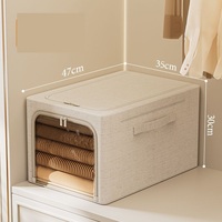Boîtes de rangement pliables en tissu coton et lin, grand format, personnalisables avec logo, pour vêtements et jouets