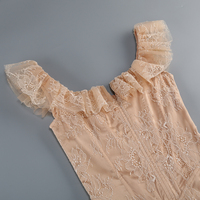 Robe Courte Sexy à Col Carré et Volants en Dentelle pour Femme, Sans Manches, Dos Nu, Coupe Ajustée, Élégante, pour Soirées et Cérémonies