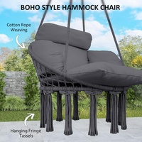 Chaise suspendue en macramé en coton pliable et portable pour l'extérieur, avec coussin et oreiller, pour la chambre à coucher et le salon