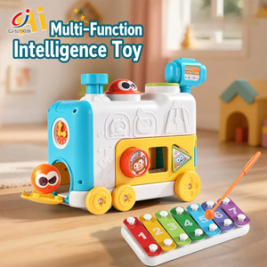 Chengji Bus Jouet Multifonctionnel 6-en-1 pour Tout-petits, avec Activités Éducatives Précoce, Formes de Dessins Animés à Associer et Piano à Frapper - Product Image 3