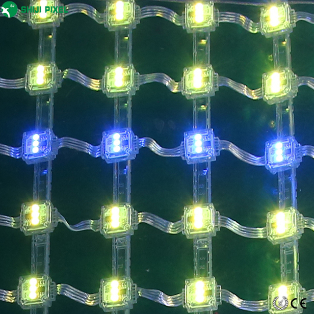 Outdoor Waterproof P55 P100 Programmable Led Curtain Display Rgb Dot Light Transparent Led Pixel Grid Screen