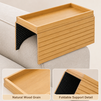 Plateau de lit pliant portable en bois d'acacia avec porte-gobelet, support pour tablette, niveau unique, écologique, rangement pour épices, pour salon