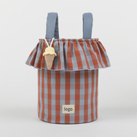 Sac organisateur de poussette portable avec design ourlet jupe, panier de rangement pour couches de bébé avec couvercle à cordon pour maman