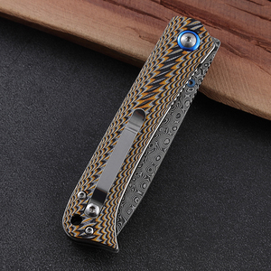 Hongrui textura áspera <span class=keywords><strong>piel</strong></span> de pitón como G10 mango Damasco cuchillo plegable PU bolsa cordón agujero con ESTUCHE DE REGALO cuchillo de bolsillo - Product Image 5