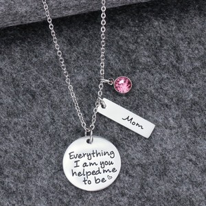 Loftily joyería al por mayor todo lo que soy te Me ayudó a ser Rosa Zircon encantos collar, Regalo para mamá, Día madres regalo - Product Image 3