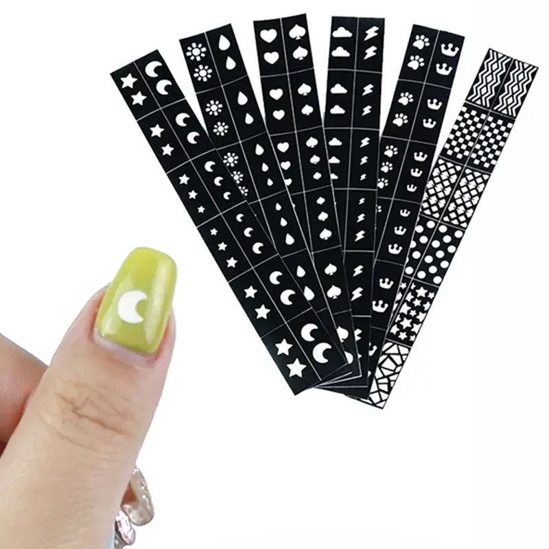 Nail Painting Decal Adhesive Reusable Airbrush Tattoo Sticker Stencil for Nail Art