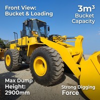 Cargadora de Ruedas Usada de 5 Toneladas, Económica, con Motor de 6 Cilindros y 146kW, Cucharón Sobredimensionado de 3m³, Ideal para Minería y Almacenes