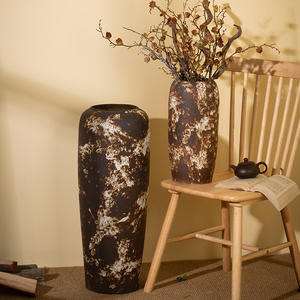 Vaso per Fiori in Ceramica Fatto a Mano, Stile Rustico Moderno Wabi-sabi, Decorazione per la Casa, Vaso da Terra in Porcellana e Terracotta per Coltivazione Idroponica - Product Image 1