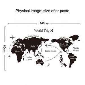 Large Size World <b>Map</b> Wall Stickers Black <b>Map</b> of the World Home Decor for Kids Room Travel Airplane Wall Decals for Bedroom - Product Image 6