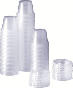 Gobelets à soufflé en plastique transparent/noir avec couvercles, contenants à sauce de 0,75 oz - Product Image 3