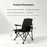 Chaise de pêche pliante rembourrée à dossier haut avec accoudoirs, porte-gobelet et pochette de rangement – Portable, moderne, pour camping, plage, pique-nique, jardin, parc