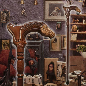 Vintage <b>Wooden</b> Horse-Head Adjustable 2-Section Lightweight Hiking Stick Portable Detachable Design Modern Gentleman's Scepter - Product Image 3