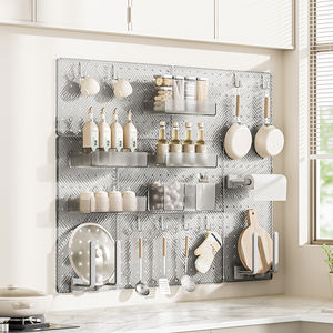 Organisateur mural Pegboard sans perçage, kit <span class=keywords><strong>de</strong></span> rangement modulaire adhésif DIY avec crochets et étagères pour la <span class=keywords><strong>cuisine</strong></span>, la salle <span class=keywords><strong>de</strong></span> bain, la maison - Product Image 2