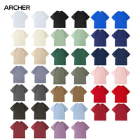 Kaos Oblong Pria Wanita Bahan Katun Murni 220GSM Putih Polos Kerah Bulat Model Drop Shoulder Longgar, Kaos Dalam Kasual, Atasan Basic, Logo Custom