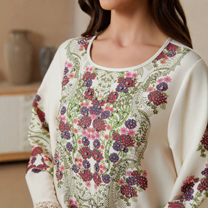 <span class=keywords><strong>Abaya</strong></span> OEM/ODM transfrontalière à col en V avec motif imprimé, robe longue de style Golfe de haute qualité, robe longue à motif floral, style Dubaï - Product Image 4