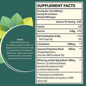 Private Label Liposomales L-Glutathion Flüssige Tropfen Antioxidans Aminosäuren Anti-Aging Immunsystem Hautgesundheit Unterstützung für Erwachsene - Product Image 2