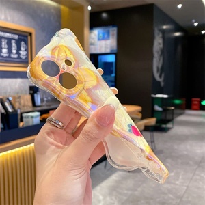 เคสโทรศัพท์แวววาวเลเซอร์ลายดอกไม้สีม่วงสีเหลืองสวยงามสำหรับ iPhone 14 PRO MAX เคสหรูหราสำหรับ iPhone 15 16 13 Pro - Product Image 6