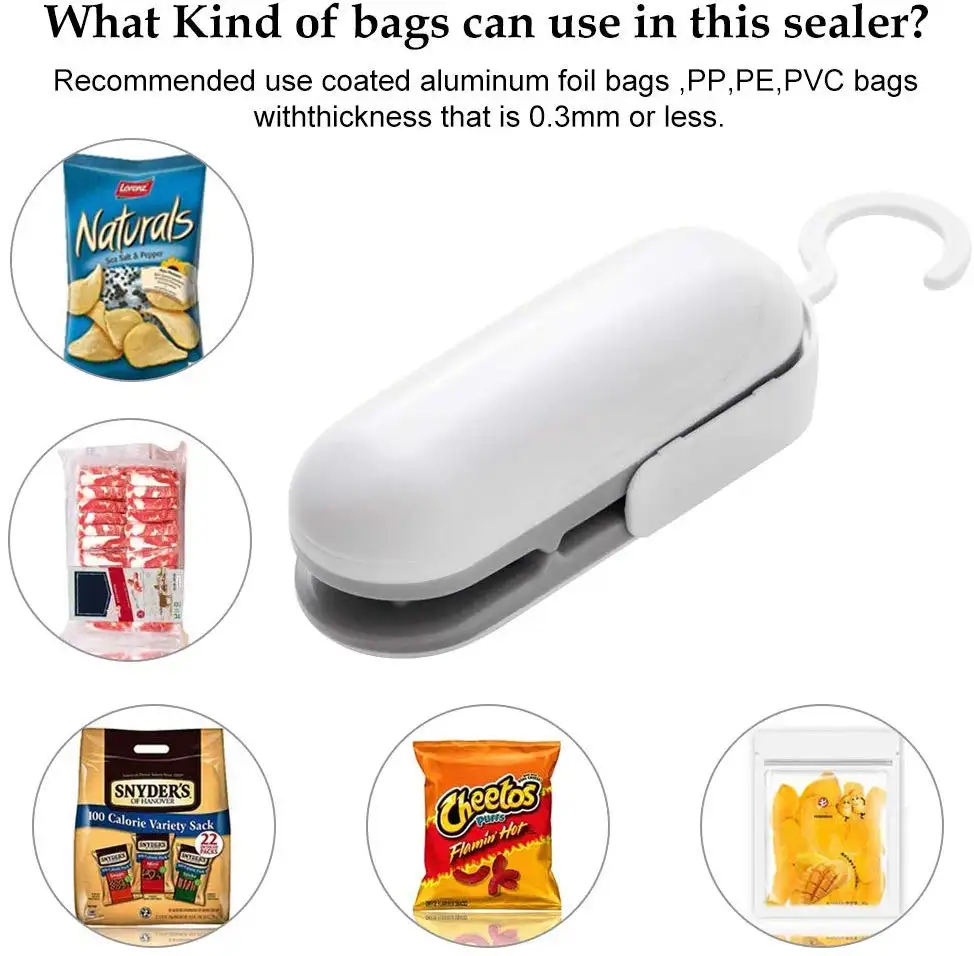 Tragbare Mini Bag Sealer Heißsiegelmaschine Sealer Kunststoffbeutel,Portable Hangable Vakuumiergerät Plastiktüten Heat Plastic Sealing Machine