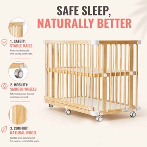 Cuna de madera multifuncional para bebés y niños pequeños, cama para niños con estándares EN716/ASTM - Product Image 6