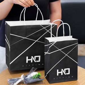 Bolsas de Compra de Papel Kraft Impresas Personalizadas al por Mayor, Reciclables, Negras, para Ropa, Cosméticos, Zapatos, Embalaje y Regalos - Product Image 6
