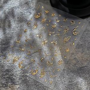 Autocollant pour ongles en or 5D, lune/étoile, bronzage, autocollant pour ongles en laser, étoile, lune, croix, design, autocollant pour ongles en or et argent, autocollant auto-adhésif - Product Image 4