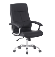 Chaise de bureau pivotante populaire en cuir avec accoudoirs fixes et mécanisme d'inclinaison