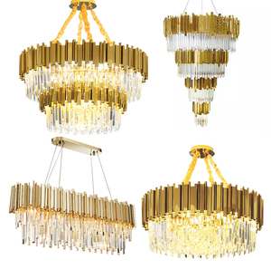 Candelabro <span class=keywords><strong>de</strong></span> <span class=keywords><strong>cristal</strong></span> <span class=keywords><strong>de</strong></span> lujo <span class=keywords><strong>Vintage</strong></span> europeo moderno, luz colgante decorativa dorada para vestíbulo <span class=keywords><strong>de</strong></span> Hotel, lámpara colgante grande - Product Image 2