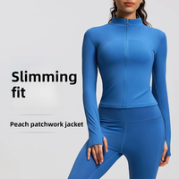 Chaqueta Deportiva a Rayas para Mujer, Estilo Moderno, para Correr al Aire Libre, Corte Ajustado, Cierre de Cremallera, Cuello Alto, Chaqueta Corta para Yoga, Poliéster y Elastano