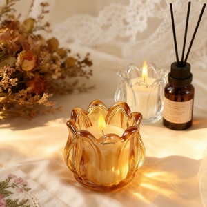 Bougie décorative en verre ambré transparent de 115 ml en forme de tulipe, style vintage, pour mariage et fête - Meilleure vente - Product Image 1