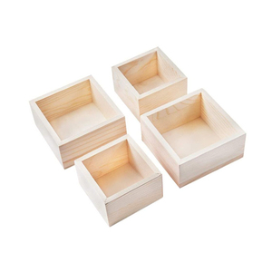 4 Pcs 2 Maten Vierkante Kleine Hout Krat 3X3 4X4 Inch Natuurlijke Rustieke Houten Opbergdoos organizer Craft Box Vierkante Houten Krat - Product Image 1