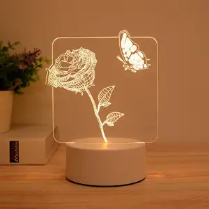 Lampu LED 3D gaya desain Modern baru 2024 hadiah bisnis & pernikahan Novel ukuran kecil hadiah Hari Valentine kamar tidur hadiah Islami