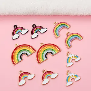 17x23mm Enamel rainbow cloud charms opknoping ketting oorbellen hanger voor armband maken handgemaakte DIY sieraden materialen