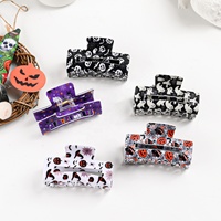 Venta al por mayor de fábrica: Pinza para el pelo con diseño de murciélago y calabaza para fiesta de Halloween, con logotipo personalizado, para peinados de mujer, accesorio para el cabello.
