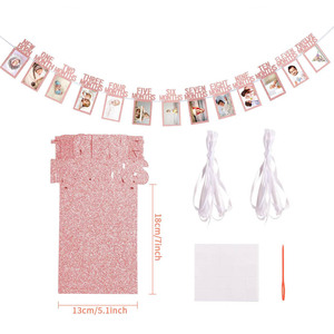 Bannière photo pour le premier anniversaire de bébé, poudre scintillante, clip photo, bannière à tirer, lettre de premier anniversaire, <span class=keywords><strong>dessin</strong></span> de fleurs - Product Image 2