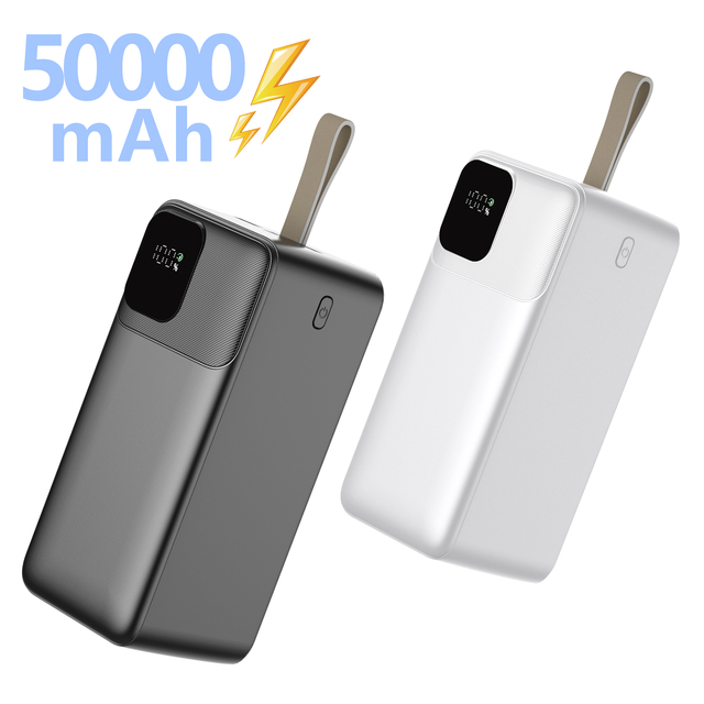 Powerful Power Bank 50000mAh Portable Outdoor Powerbank with Strap PD 65W Fast Charging Auxiliary External Battery