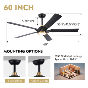 พัดลมเพดานดีไซน์ประหยัดพลังงาน เงียบสงบ พร้อมมอเตอร์ไฟฟ้ากระแสตรง ควบคุมผ่านแอป <span class=keywords><strong>Alexa</strong></span> และ Tuya สำหรับห้องนั่งเล่น ห้องนอน หรือสำนักงาน สไตล์อินดัสเทรียลเรโทร - Product Image 6