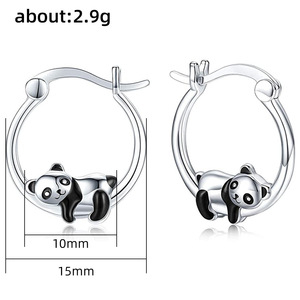 Orecchini a Cerchio con Panda Smaltato, Accessori Moda per Uso Quotidiano Femminile - Product Image 5