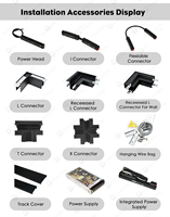 Accessoires pour éclairage sur rail magnétique LED, connecteurs droits 1M, 1.5M, 2M, système de rail d'éclairage sur rail magnétique 48V