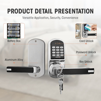 Serrure de porte électronique Locstar Security LS-8015 à pêne simple, lecteur de code numérique, lecteur de carte, bouton-clavier