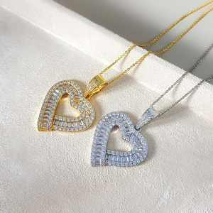 Collar con Colgante de Corazón Chapado en Oro de 18K para Mujer, Juego de Joyería con Cristales de Zirconia, Estilo Romántico, Regalo - Product Image 6