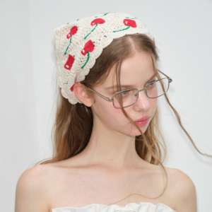 Ragazza carina fiore di frutta piccola ciliegia Crochet Bandana sciarpe fascia <span class=keywords><strong>per</strong></span> capelli a maglia sciarpa copricapo <span class=keywords><strong>per</strong></span> donne ragazze - Product Image 4