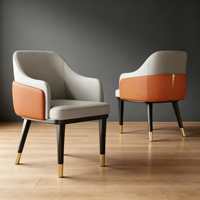 Chaise de salle à manger moderne de style nordique de luxe pour café et restaurant, avec structure en bois et pieds en métal, fauteuil en tissu, mobilier d'hôtel simple marron