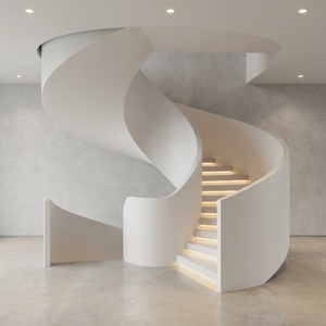 <span class=keywords><strong>Escalier</strong></span> en colimaçon luxueux avec garde-corps en verre sur mesure et marches en bois massif pour villa design - Product Image 5