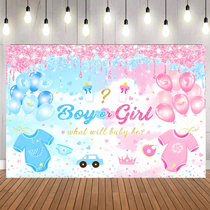 Sfondo Fotografico per Rivelazione del Sesso del Bambino, Palloncini Rosa e Blu per Baby Shower, Cosa Sarà il Sesso del Bambino? - Product Image 1