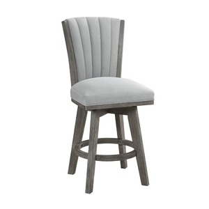 Juego de 2 Sillas de Barra Giratorias Convertibles, Tapizadas en Terciopelo Gris con Diseño de Canales, para Uso en Hoteles y Apartamentos - Product Image 2