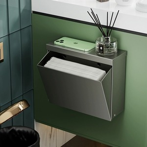 Wall Mounted Toilet <b>Paper</b> Holder Spear Gray Rectangular No Drilling Required Waterproof Bathroom <b>Tissue</b> Box Minimalist Design - Product Image 5